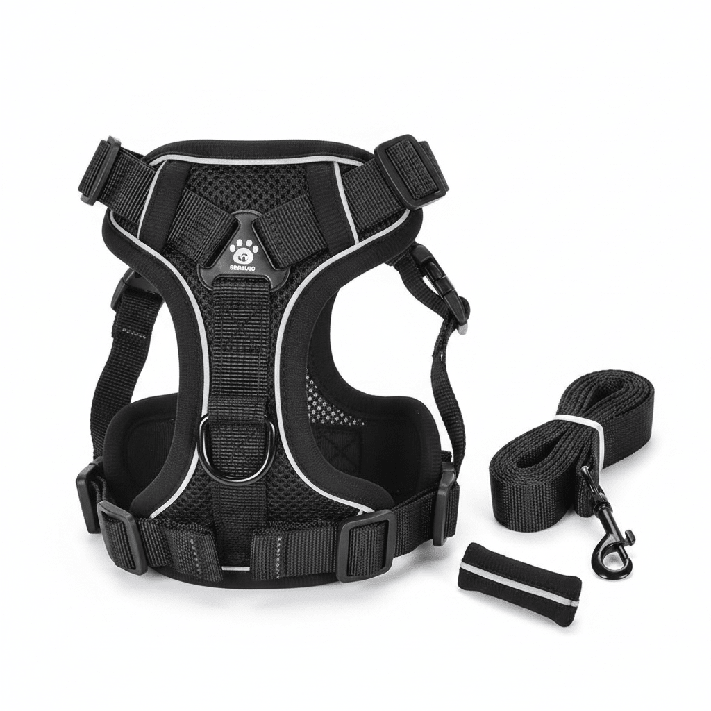 SafeWalk Pro — Harnais réfléchissant ajustable + laisse offerte - My animal shop